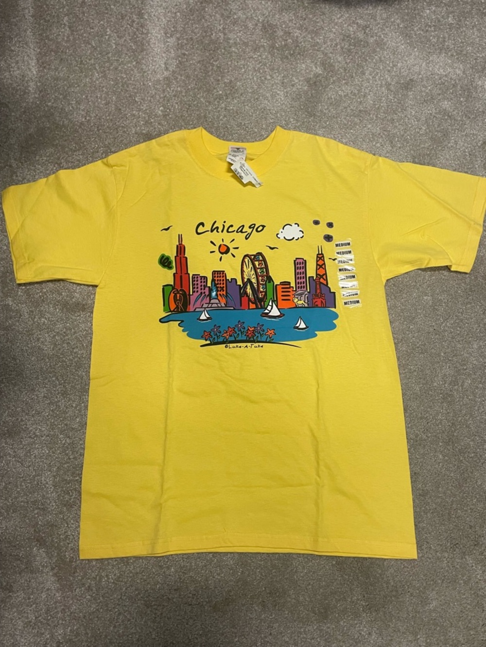 Anvil Yellow Chicago Skyline Graphic Tee